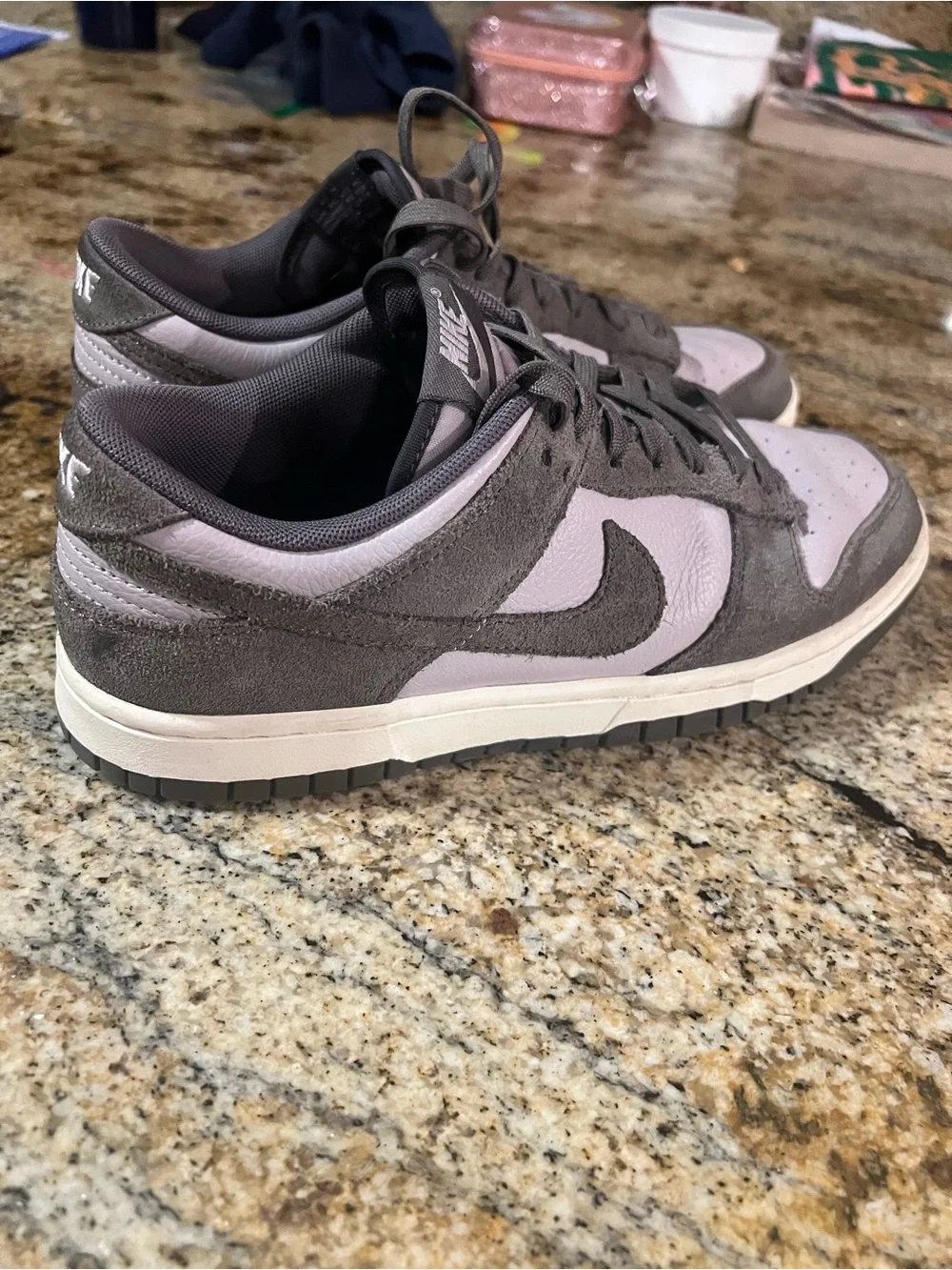 Nike Men’s Low-Top Sneakers — Gray and Light Purple Accent